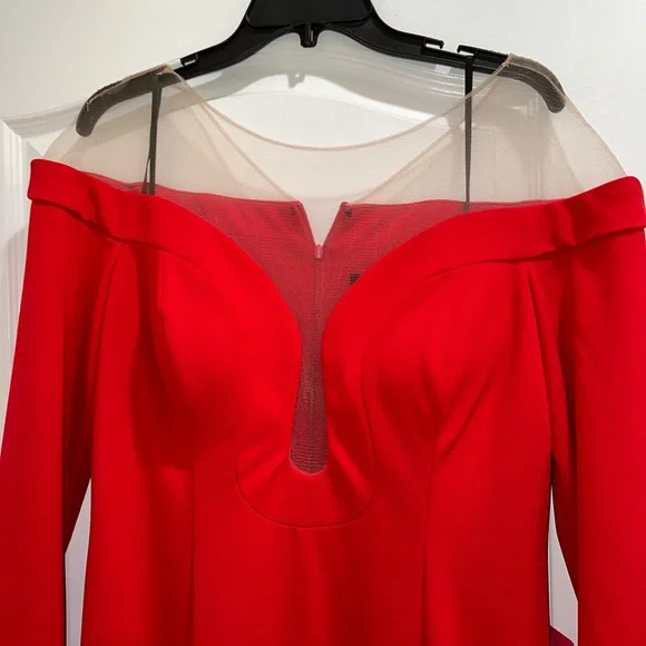 Brand new red dress with sheer mesh in a size 16 from Xscape. - Picture 2 of 5